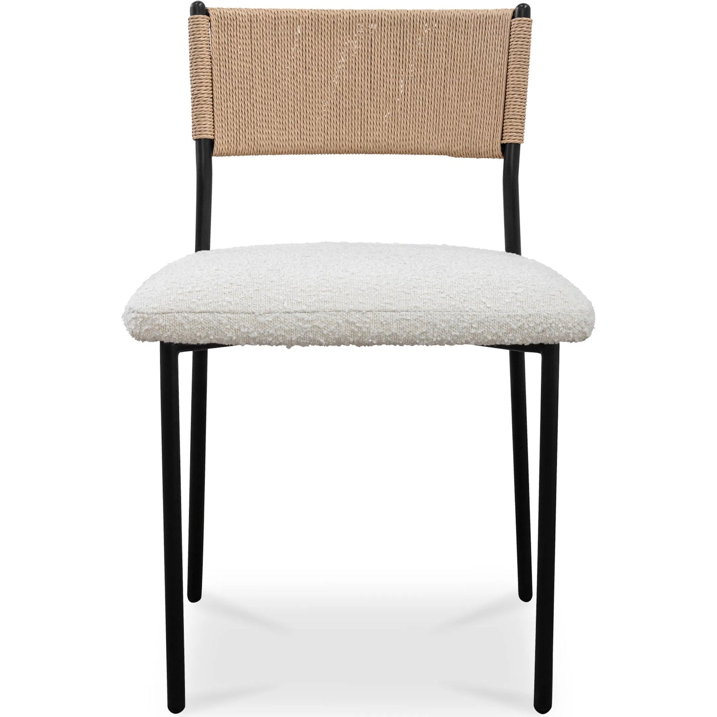 004 SI-2368049 | Additional Silo | Foley Dining Chair (Set of 2) by Moe's Home Collection in white. Made from upholstery: 95% polyester, 5% acrylic, paper rope, iron, foam in a transitional style.