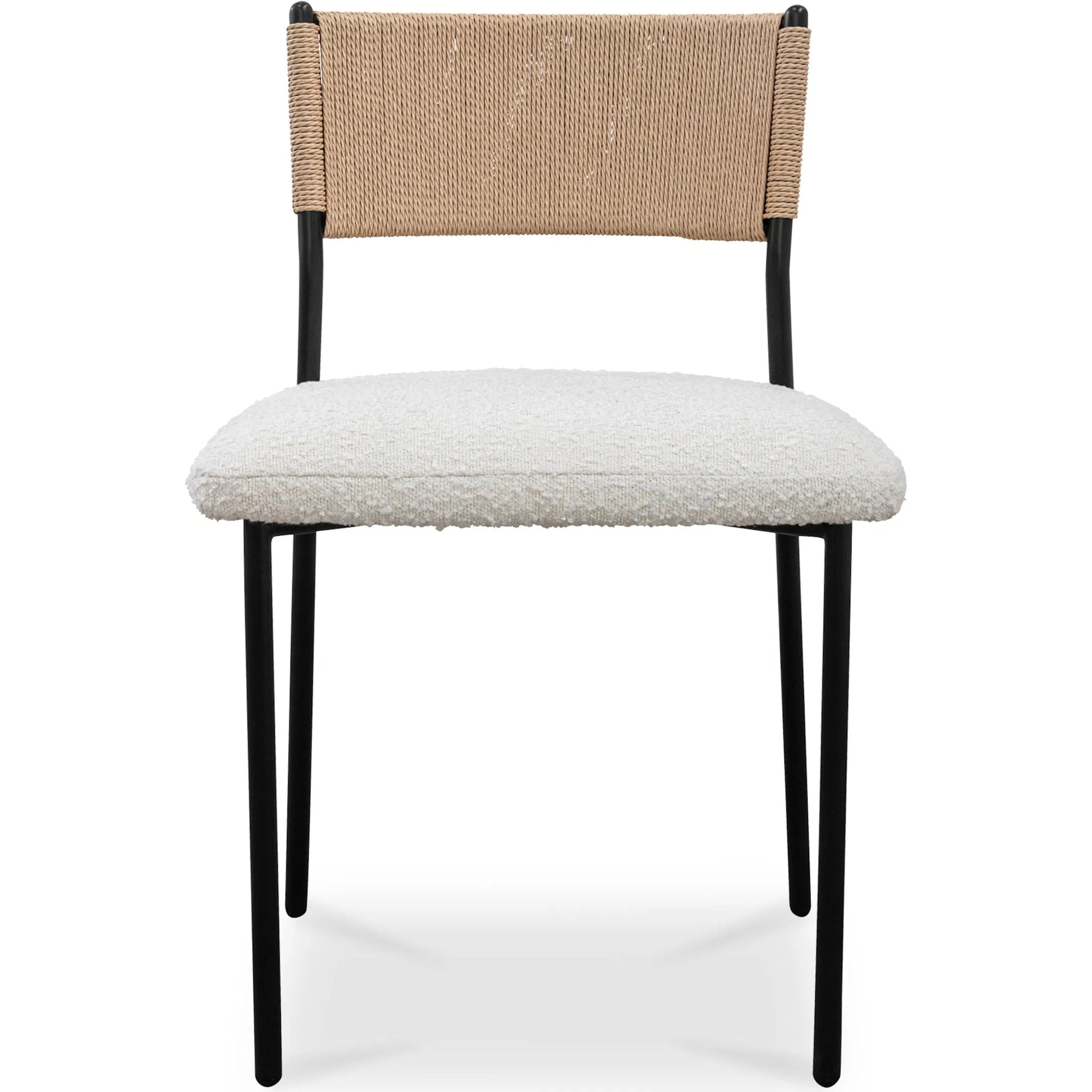 Foley Dining Chair (Set of 2) by Moe's Home Collection in white. Made from upholstery: 95% polyester, 5% acrylic, paper rope, iron, foam in a transitional style.