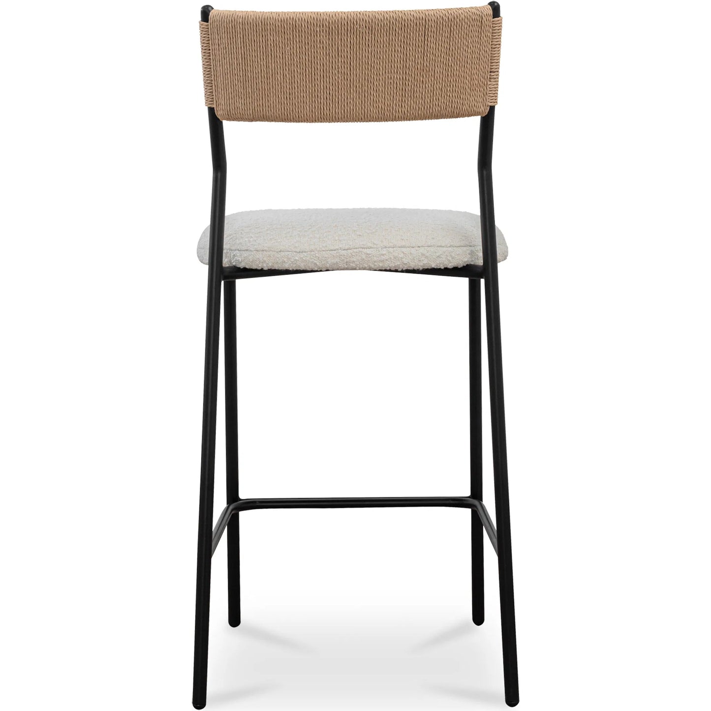 004 SI-2368048 | Additional Silo | Foley Counter Stool by Moe's Home Collection in white. Made from upholstery: 95% polyester, 5% acrylic, paper rope, iron, foam in a transitional style.