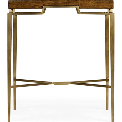 Toulouse Eggshell End Table by Jonathan Charles in plateado eggshell. Made from walnut quarter figured veneer in a modern style.