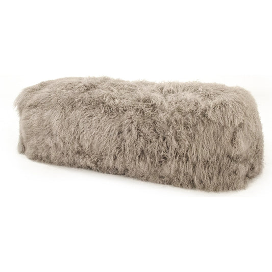 Tibetan Lamb Fur Bench by Zentique in light grey. Made from lamb fur, polybeans in a unique style.