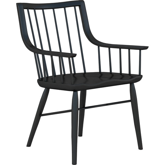 Frame Windsor Arm Chair (Set of 2) by A.R.T. Furniture in black and black. Made from ash & poplar solid, plank-effect flakey & quarter-sawn oak veneer in a cottage & farmhouse style.