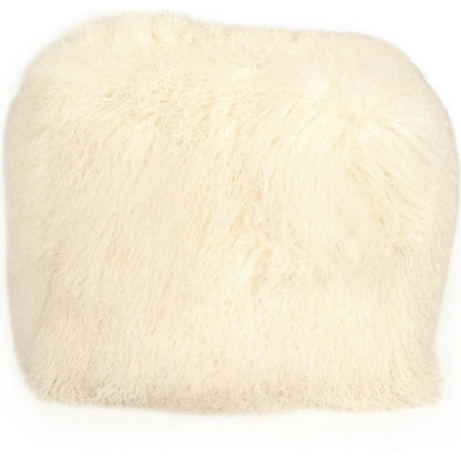 Tibetan Black Lamb Fur Pouf by Zentique. Made from lamb fur, polybeans in a unique style.