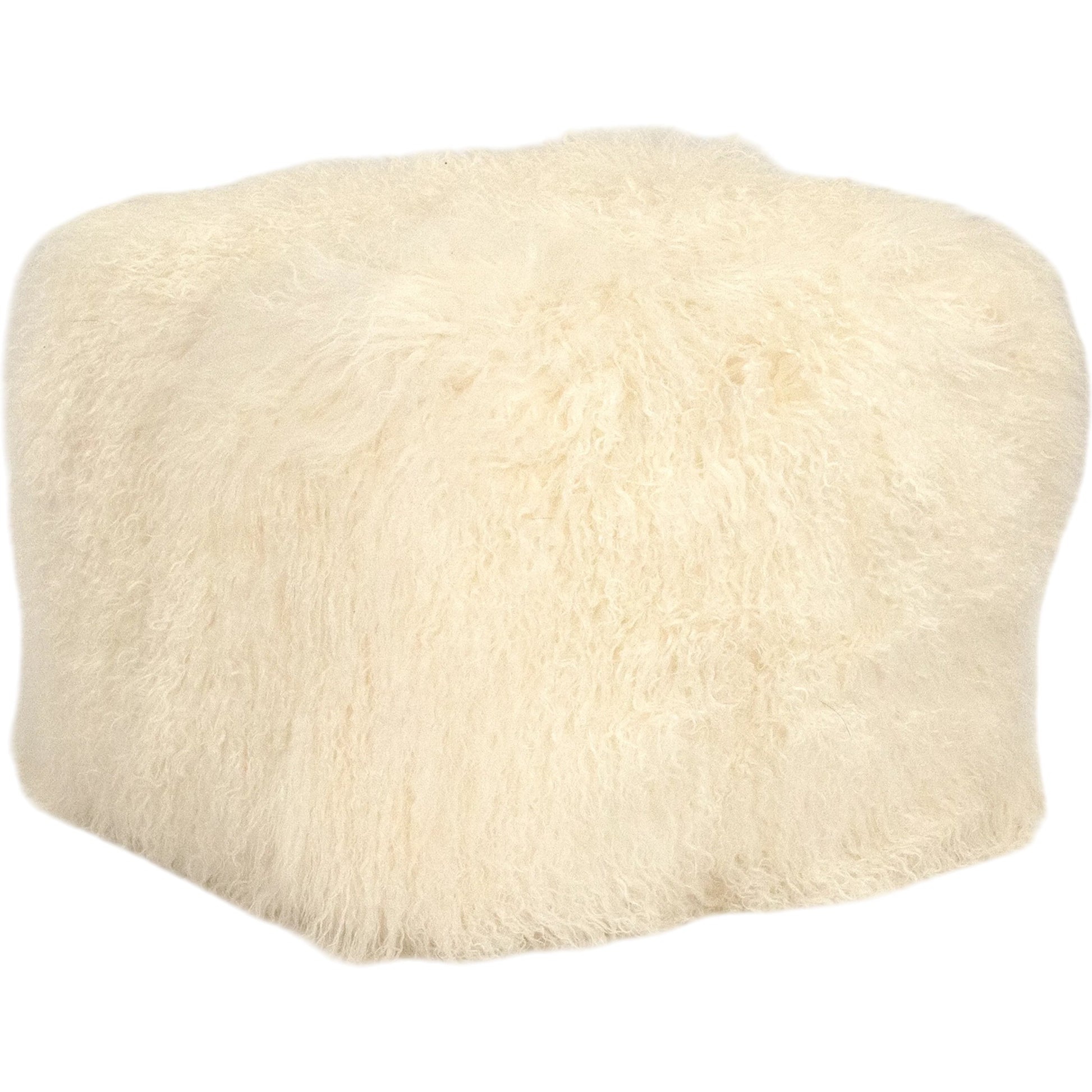 Tibetan Black Lamb Fur Pouf by Zentique. Made from lamb fur, polybeans in a unique style.