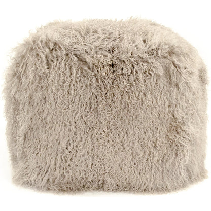 Tibetan Black Lamb Fur Pouf by Zentique. Made from lamb fur, polybeans in a unique style.