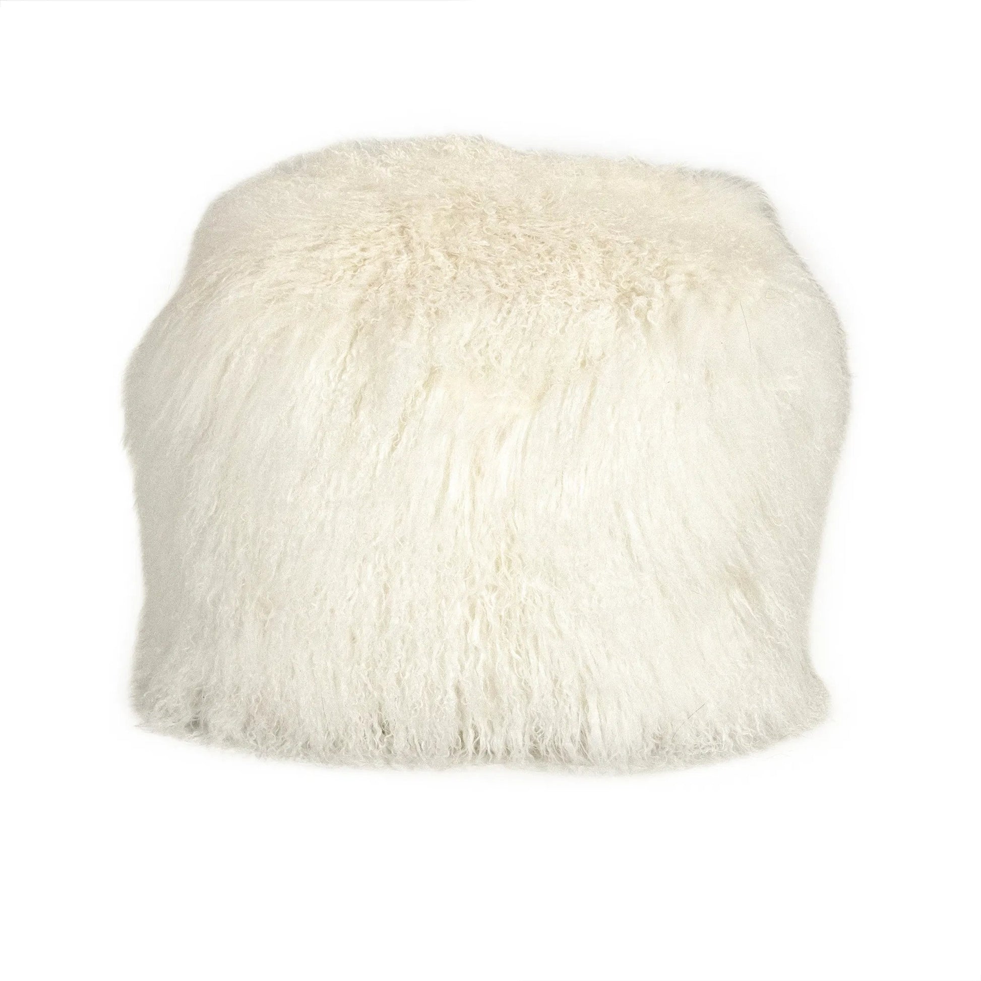 Tibetan Black Lamb Fur Pouf by Zentique. Made from lamb fur, polybeans in a unique style.