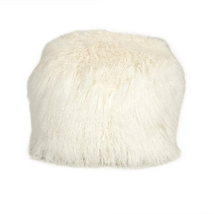 Tibetan Black Lamb Fur Pouf by Zentique. Made from lamb fur, polybeans in a unique style.
