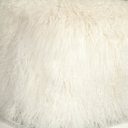 Tibetan Black Lamb Fur Pouf by Zentique. Made from lamb fur, polybeans in a unique style.