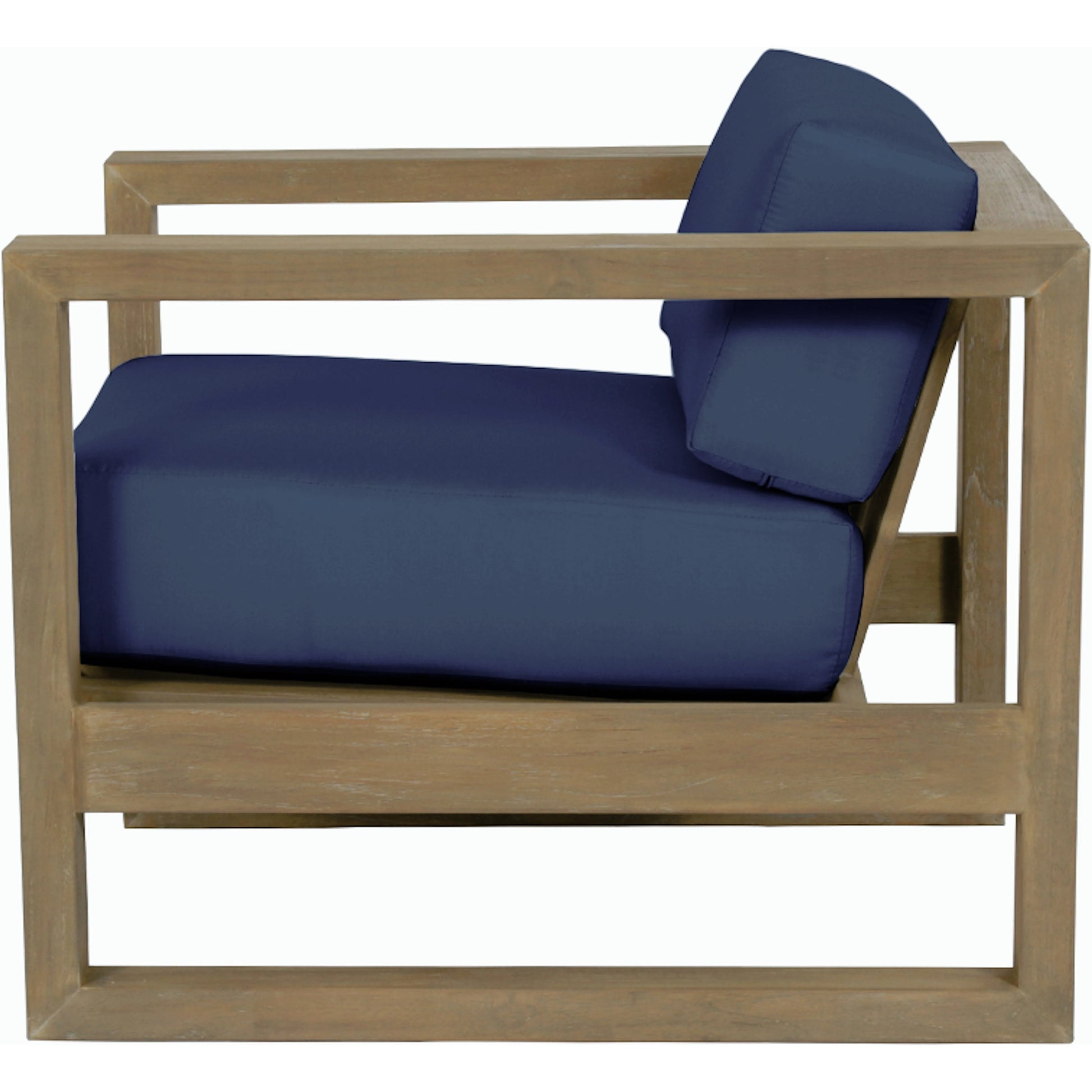 Coastal Outdoor Teak Club Chair by Sunset West. Made from teak in a modern style.