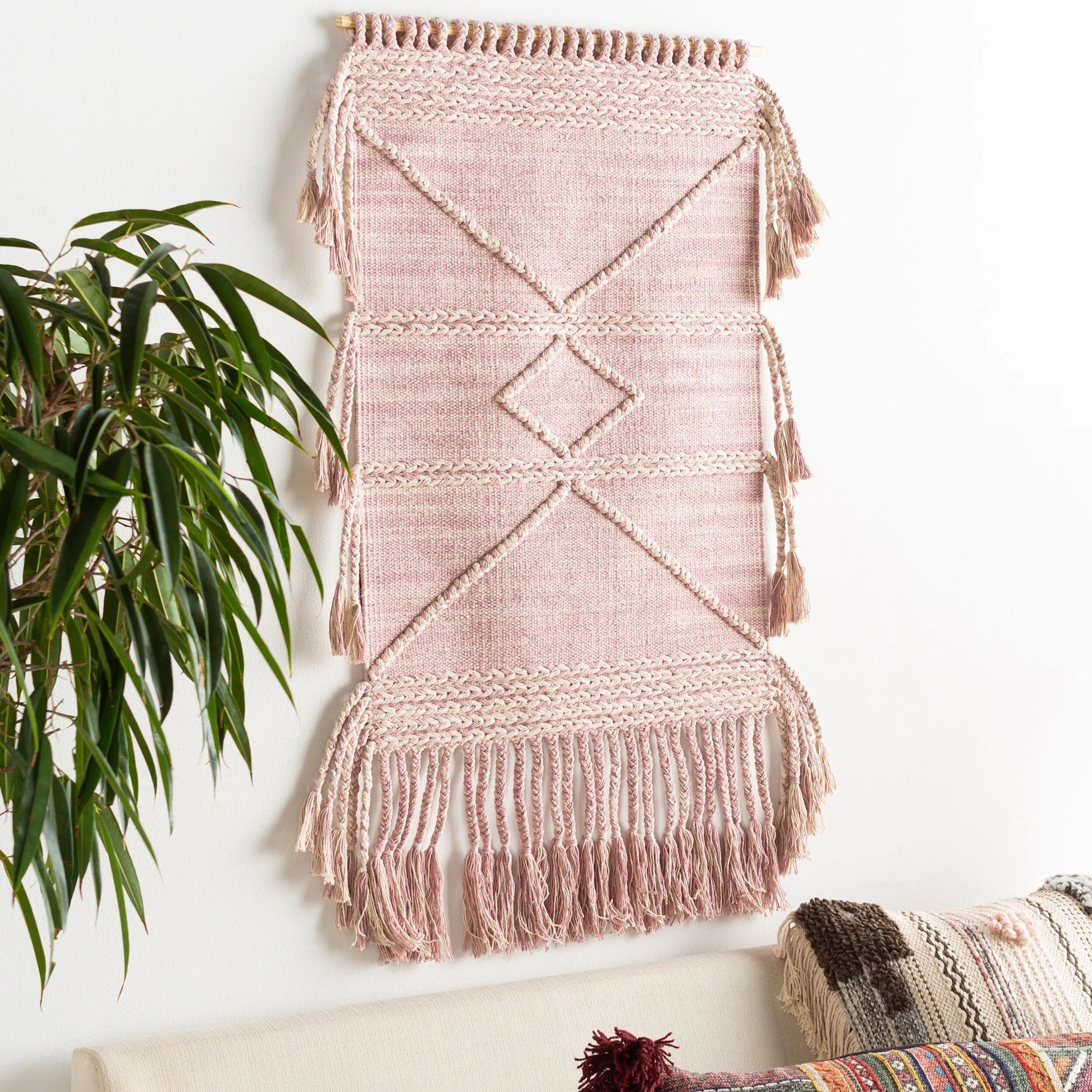 Zanafi Tassels - 24601 by Livabliss in mauve, ivory. Made from 100% cotton, 100% wood in a eclectic & global style.