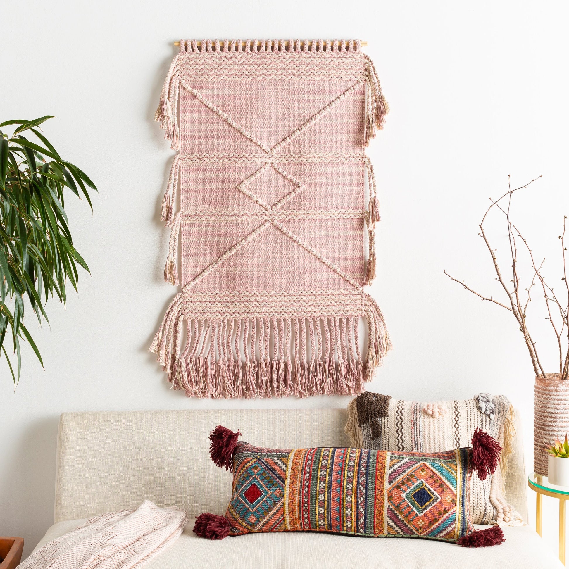 Zanafi Tassels - 24601 by Livabliss in mauve, ivory. Made from 100% cotton, 100% wood in a eclectic & global style.