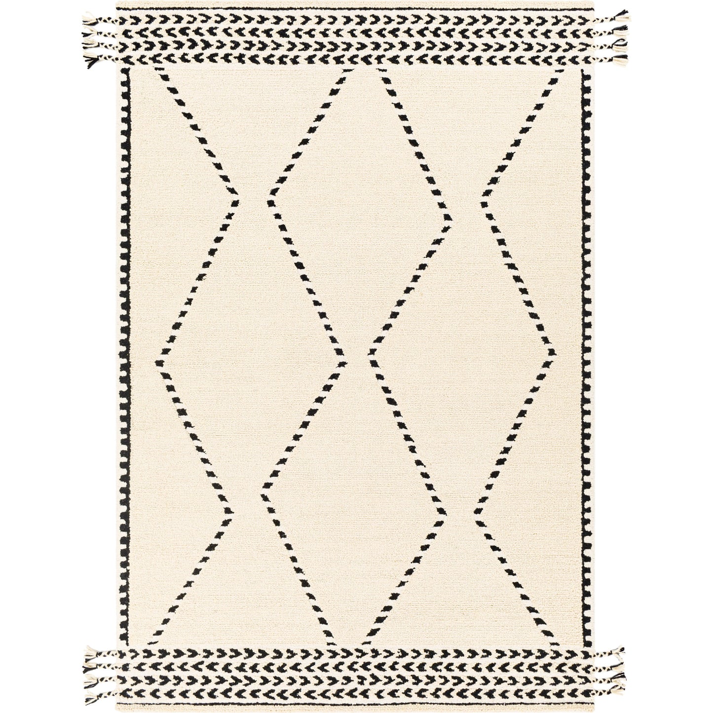 001 SI-1756614 | Primary Silo | Zanafi Tassels Rug - 29495 by Surya in black, cream. Made from 100% wool in a unique style.