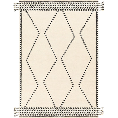Zanafi Tassels Rug - 29495 by Surya in black, cream. Made from 100% wool in a unique style.