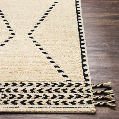 Zanafi Tassels Rug - 29495 by Surya in black, cream. Made from 100% wool in a unique style.