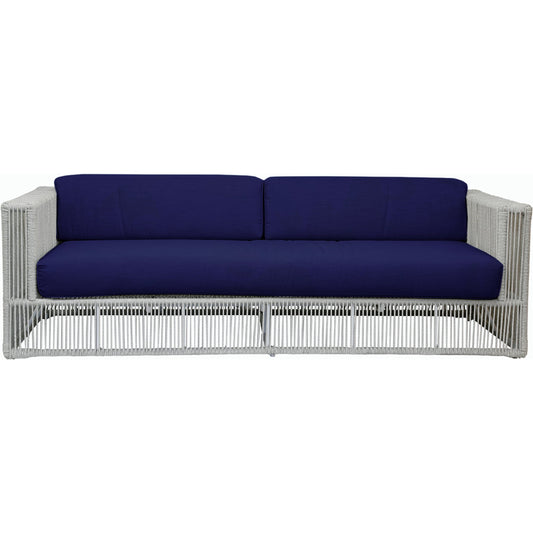 Miami Outdoor Sofa by Sunset West in frost. Made from olefin rope in a coastal style.