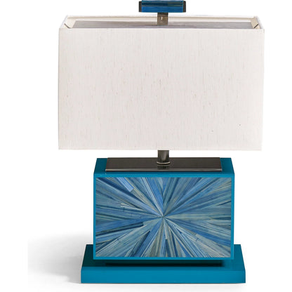 Sapphire Horizontal Table Lamp by Jonathan Charles in azure blue straw. Made from main straw in a unique style.