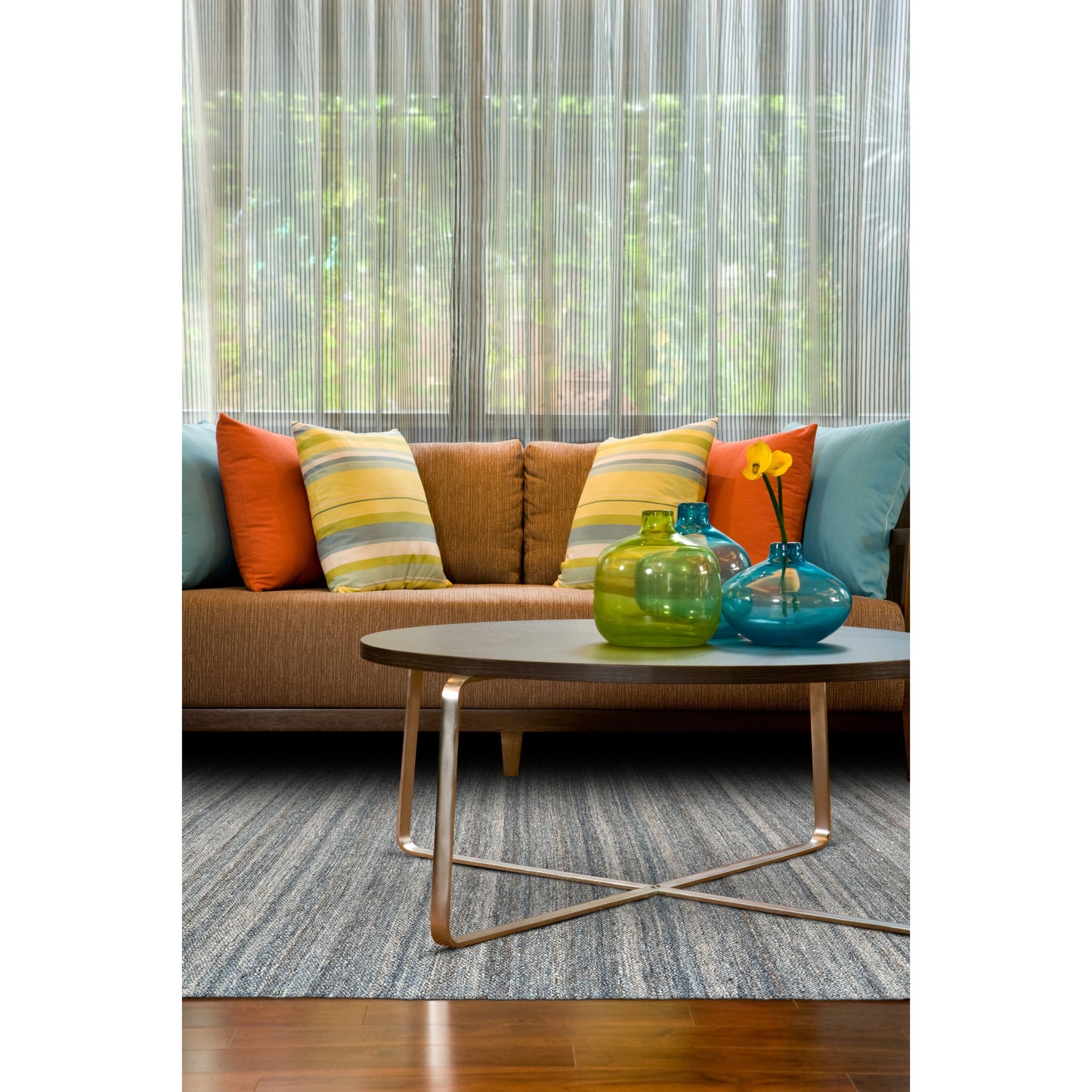 010 SI-1868677 | Lifestyle | Brady Transitional Stripes Rug - 0736F by Feizy in gray, blue, ivory. Made from wool, cotton in a unique style.