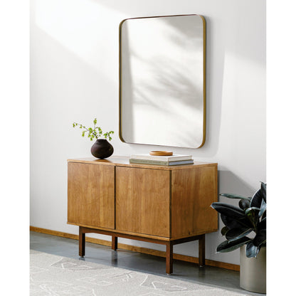 Zuhan Mirror by Surya in frame: black, gold and powder coated. Made from frame: metal, substrate: manufactured wood in a modern style.