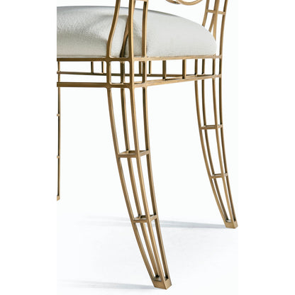 Xo Side Chair (Set of 2) by Jonathan Charles in beige and bronze. Made from stainless steel, foam, fabric in a traditional style.