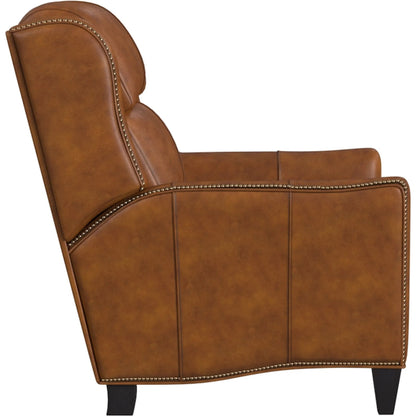 Lancaster Recliner by Bradington-Young by Hooker Furniture in brown. Made from leather in a unique style.