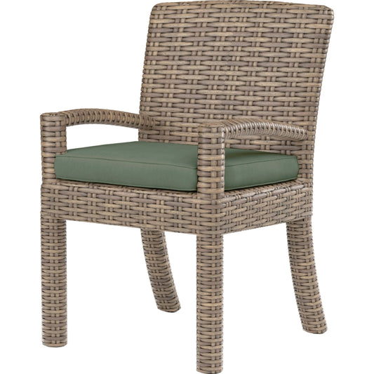 Havana Outdoor Dining Chair by Sunset West in tobacco. Made from resin wicker in a modern style.