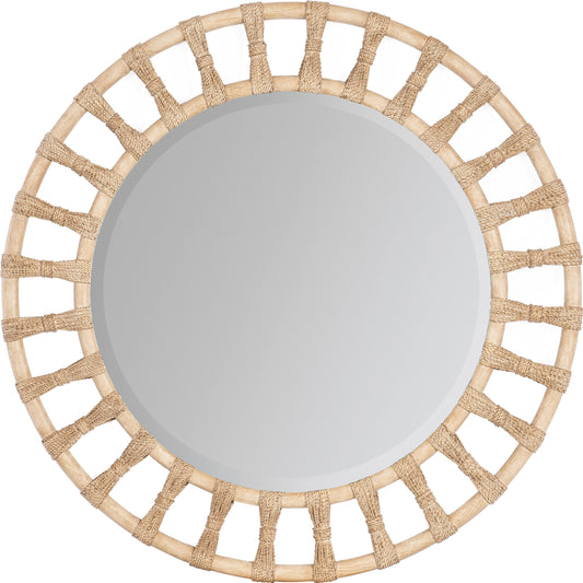 Retreat Pole Rattan Accent Mirror by Hooker Furniture. Made from wood, rope, mirror in a cottage & farmhouse style.
