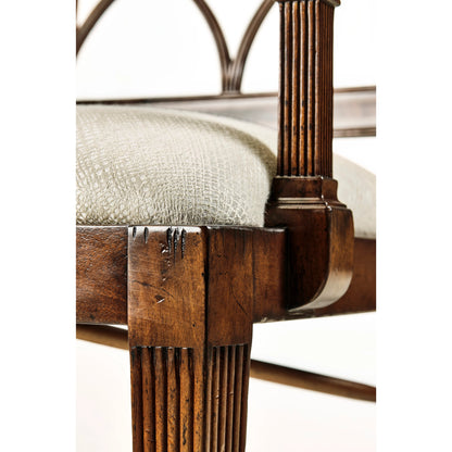 Buckingham Regency Mahogany Curved Back Arm Chair by Jonathan Charles in antique mahogany medium. Made from acacia in a modern style.