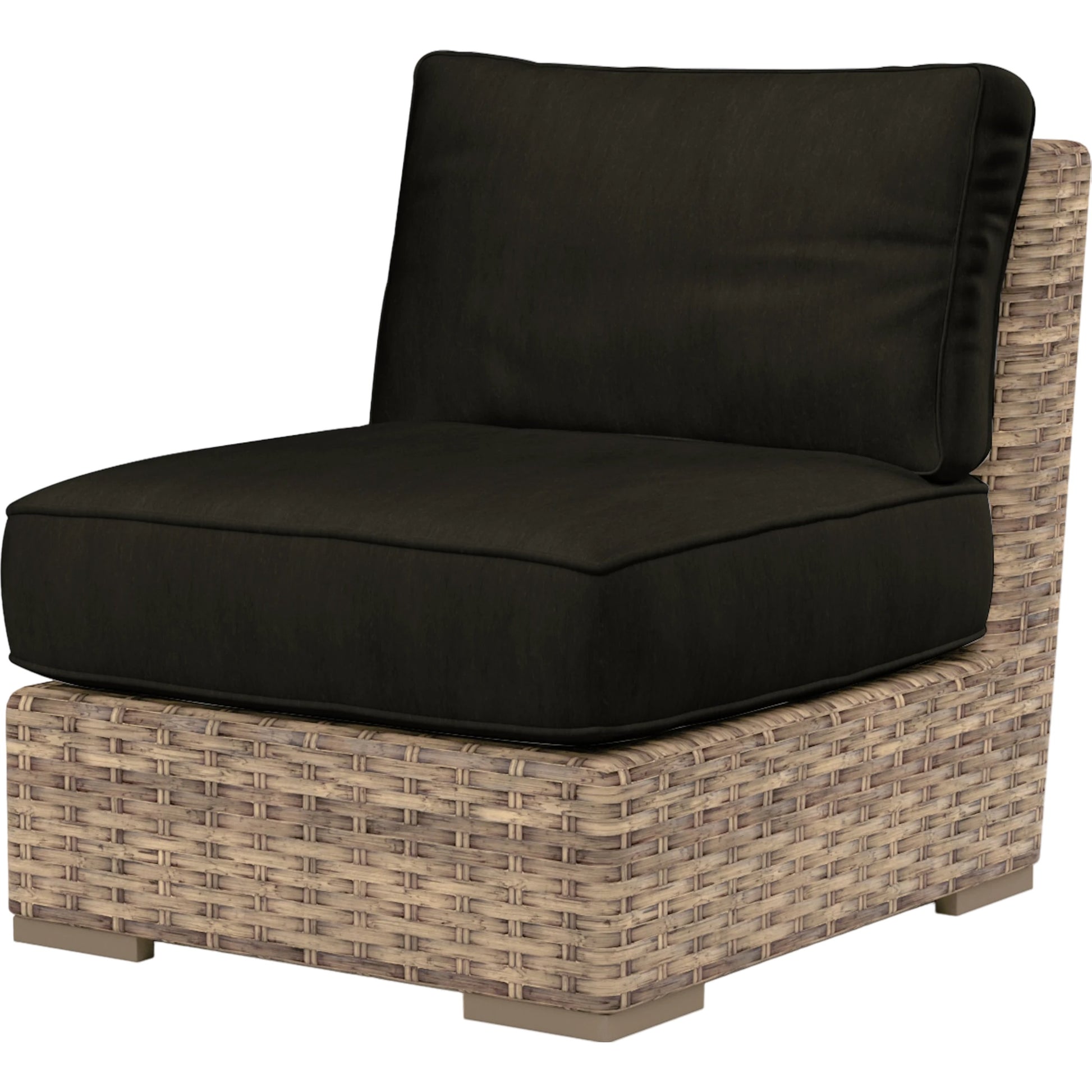 Havana Outdoor Armless Club Chair by Sunset West in tobacco. Made from resin wicker in a modern style.