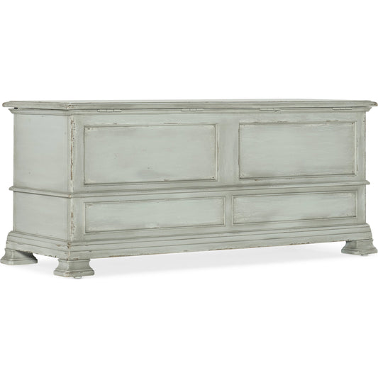 Charleston Blanket Chest by Hooker Furniture in haint blue. Made from maple veneers in a traditional style.