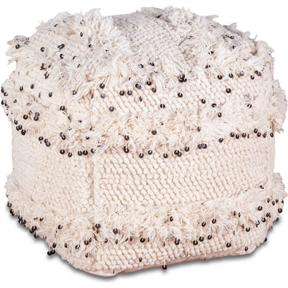 Algier Ottoman by World Interiors in white. Made from wool, cotton blend fabric, ps foam, plastic in a eclectic & global style.