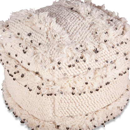 Algier Ottoman by World Interiors in white. Made from wool, cotton blend fabric, ps foam, plastic in a eclectic & global style.