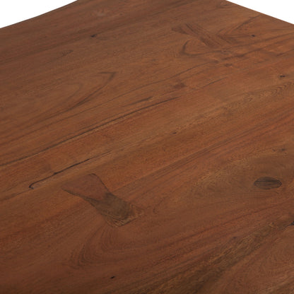 Blayne 94" Live-Edge Dining Table by World Interiors in brown and raw walnut, antique zinc. Made from acacia wood, cast iron in a modern style.