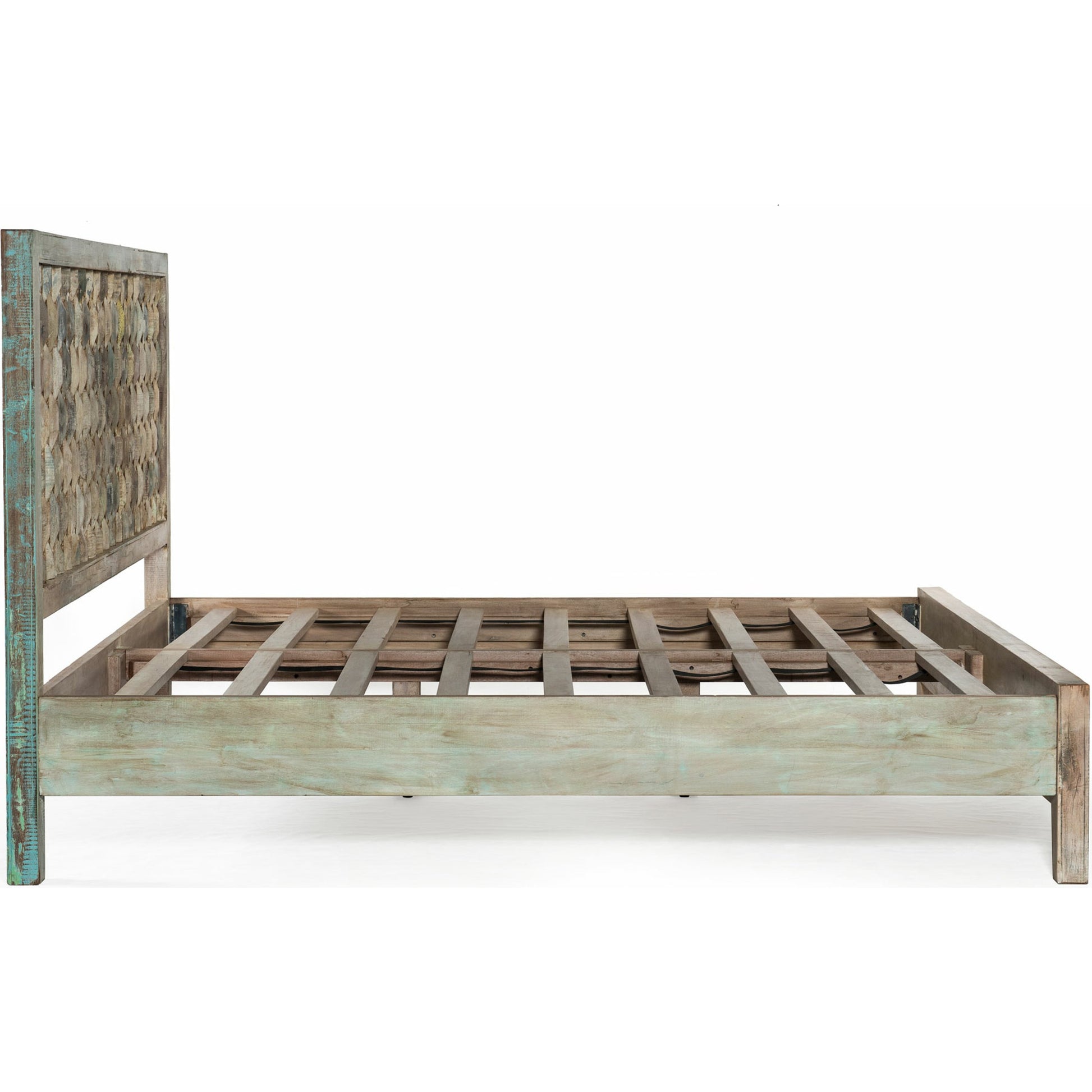 Cordoba Bed by World Interiors in teal and vintage teal. Made from teak wood in a eclectic & global style.