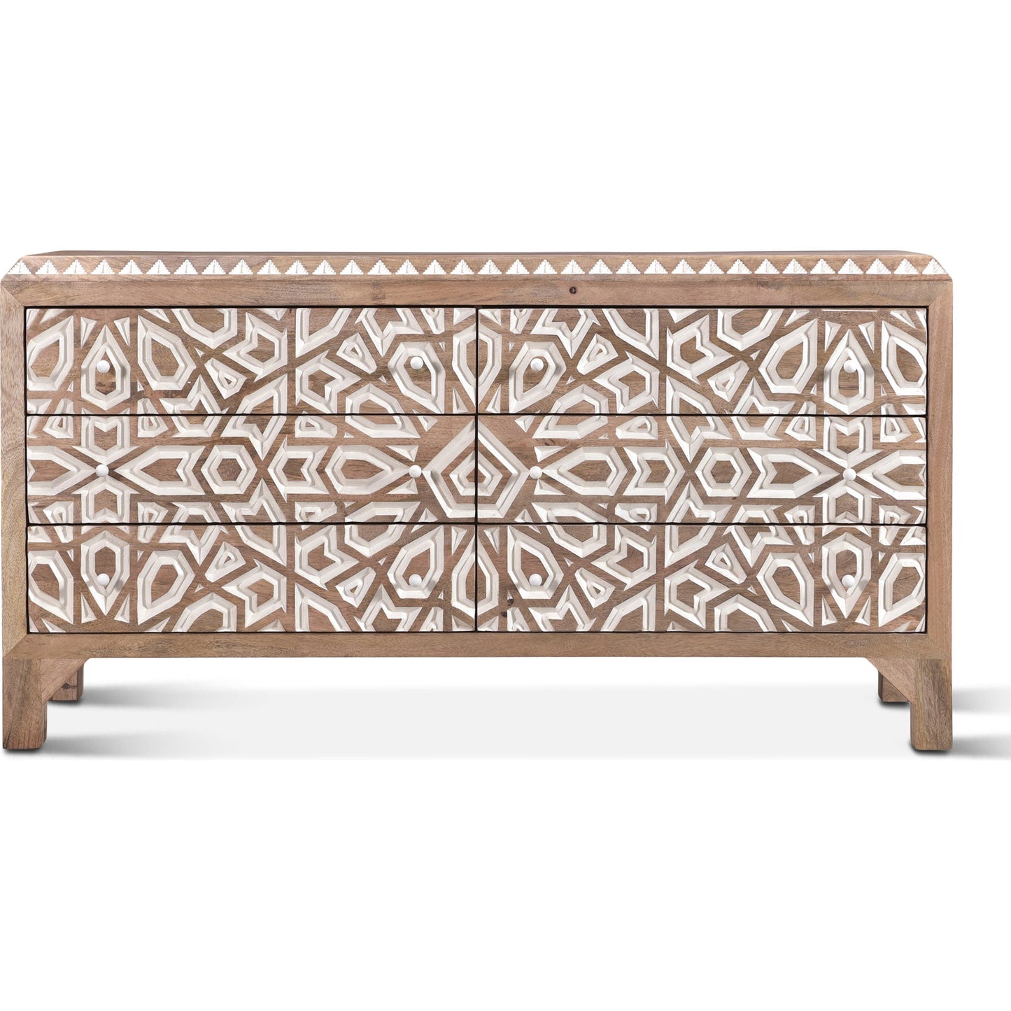 002 SI-1750349 | Additional Silo | Haveli Mango Wood Geometric Carved Dresser by World Interiors in white. Made from mango wood in a eclectic & global style.