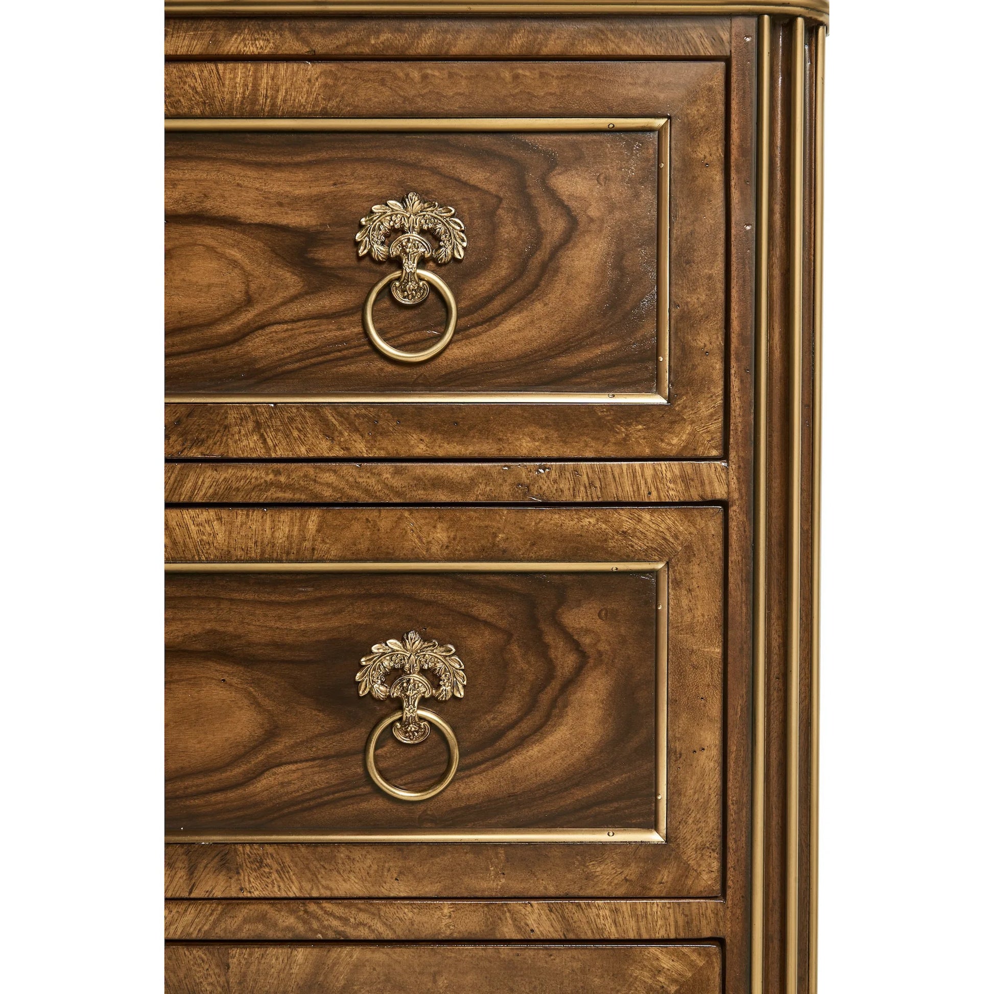 Viceroy Bachelors Chest by Jonathan Charles in viceroy brown santos. Made from local mahogany, celejeria veneer, brass, santos rosewood crown veneer in a unique style.