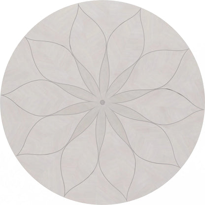 Mezzanine Round Dining Table by A.R.T. Furniture in dove gray. Made from parawood, poplar solids, maple veneer, resin in a modern style.