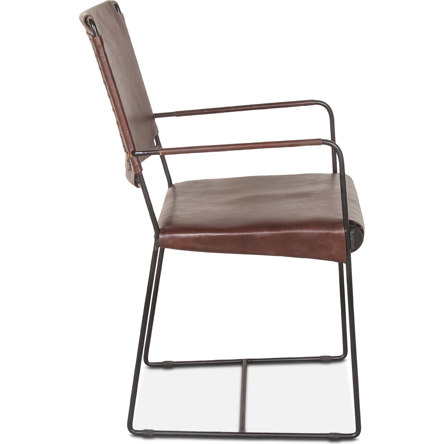 003 SI-1750366 | Additional Silo | Melbourne Dining Armchair by World Interiors in dark brown and black. Made from reclaimed iron, leather in a modern style.