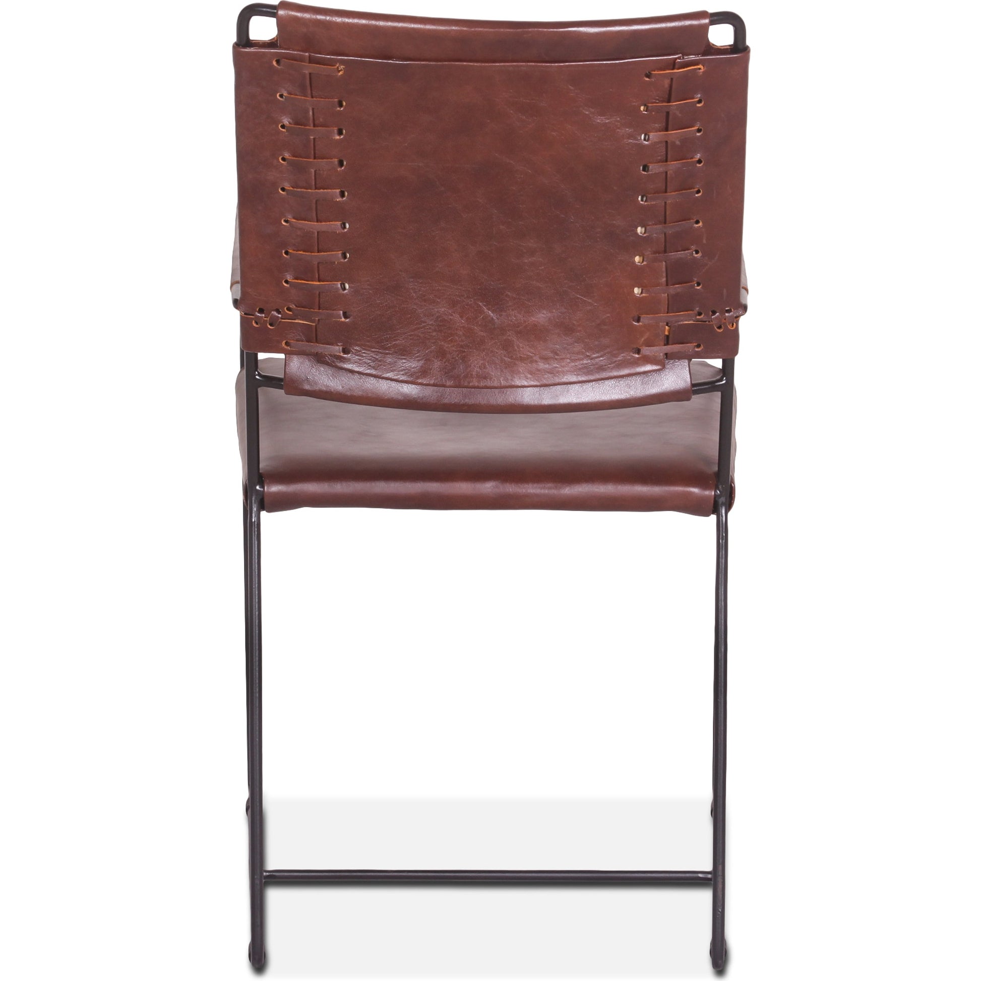 Melbourne Dining Armchair by World Interiors in dark brown and black. Made from reclaimed iron, leather in a modern style.