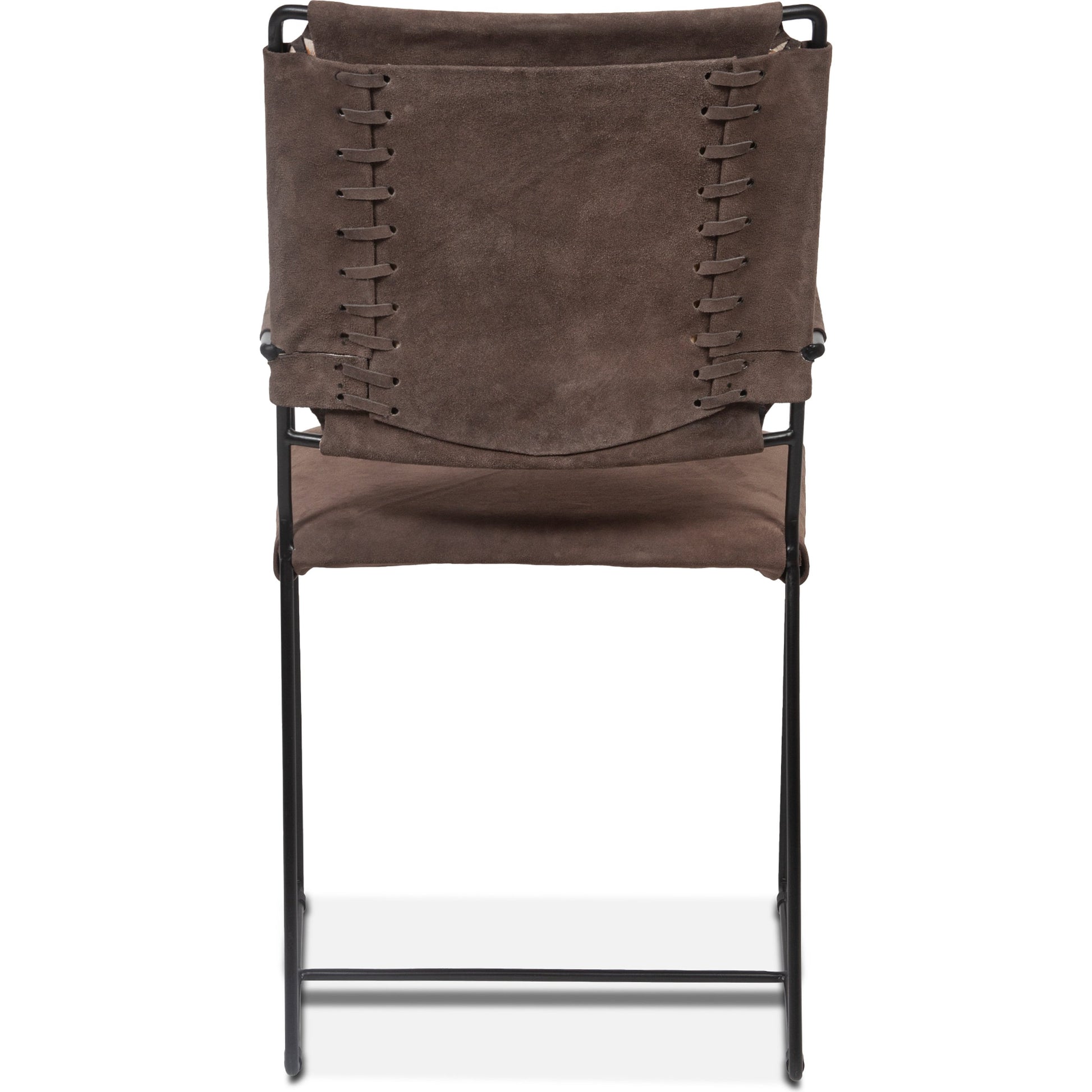 Melbourne Dining Armchair by World Interiors in dark brown and black. Made from reclaimed iron, leather in a modern style.