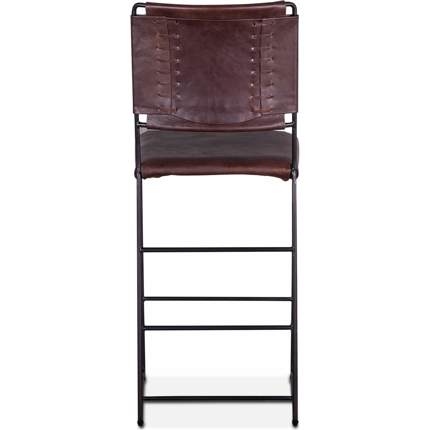 004 SI-1750368 | Additional Silo | Melbourne Bar + Counter Chair by World Interiors in dark brown and black. Made from reclaimed iron, leather in a modern style.