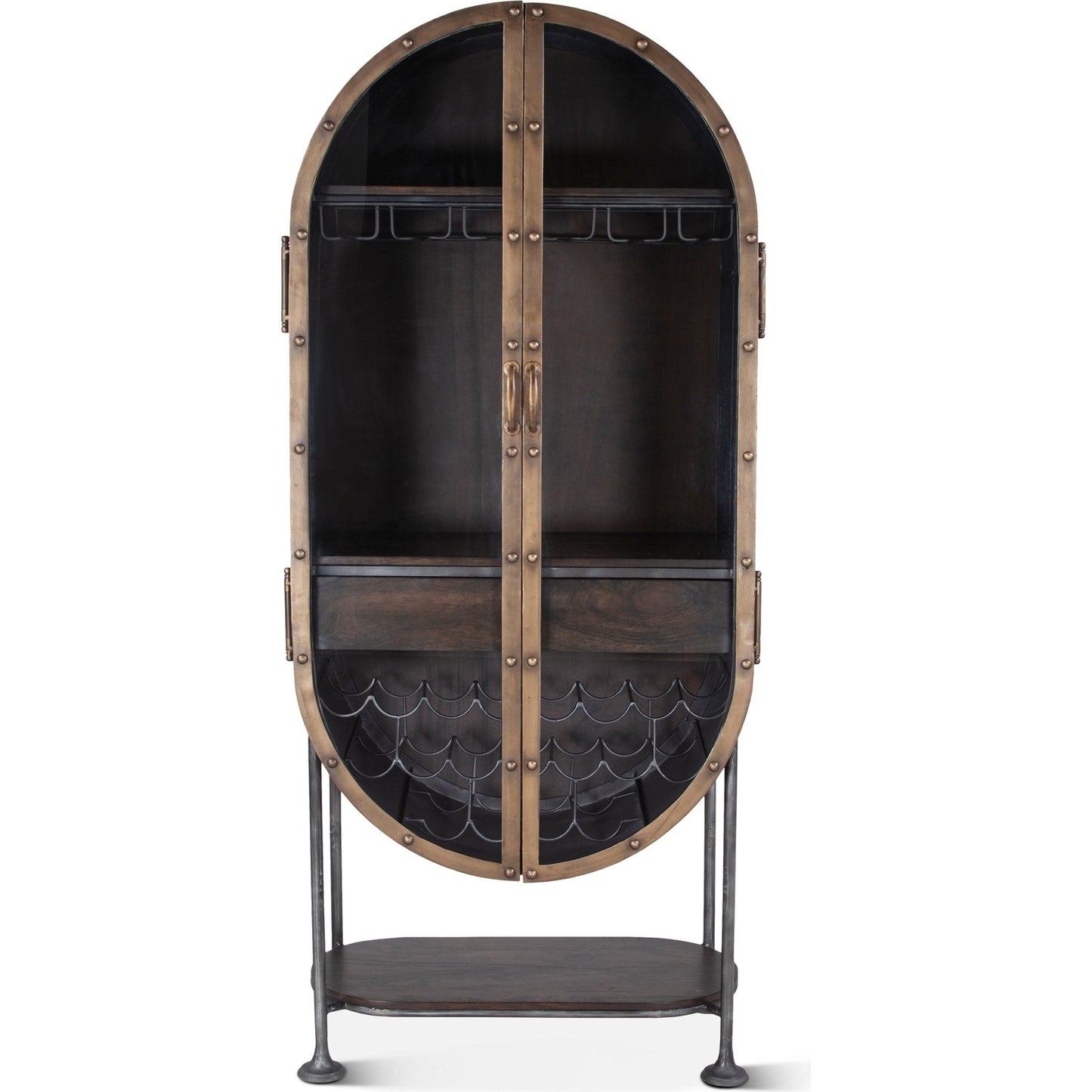 002 SI-1750377 | Additional Silo | Melbourne Bar Cabinet by World Interiors in silver and antique silver, brushed bronze. Made from acacia wood, iron in a modern style.