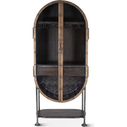 Melbourne Bar Cabinet by World Interiors in silver and antique silver, brushed bronze. Made from acacia wood, iron in a modern style.