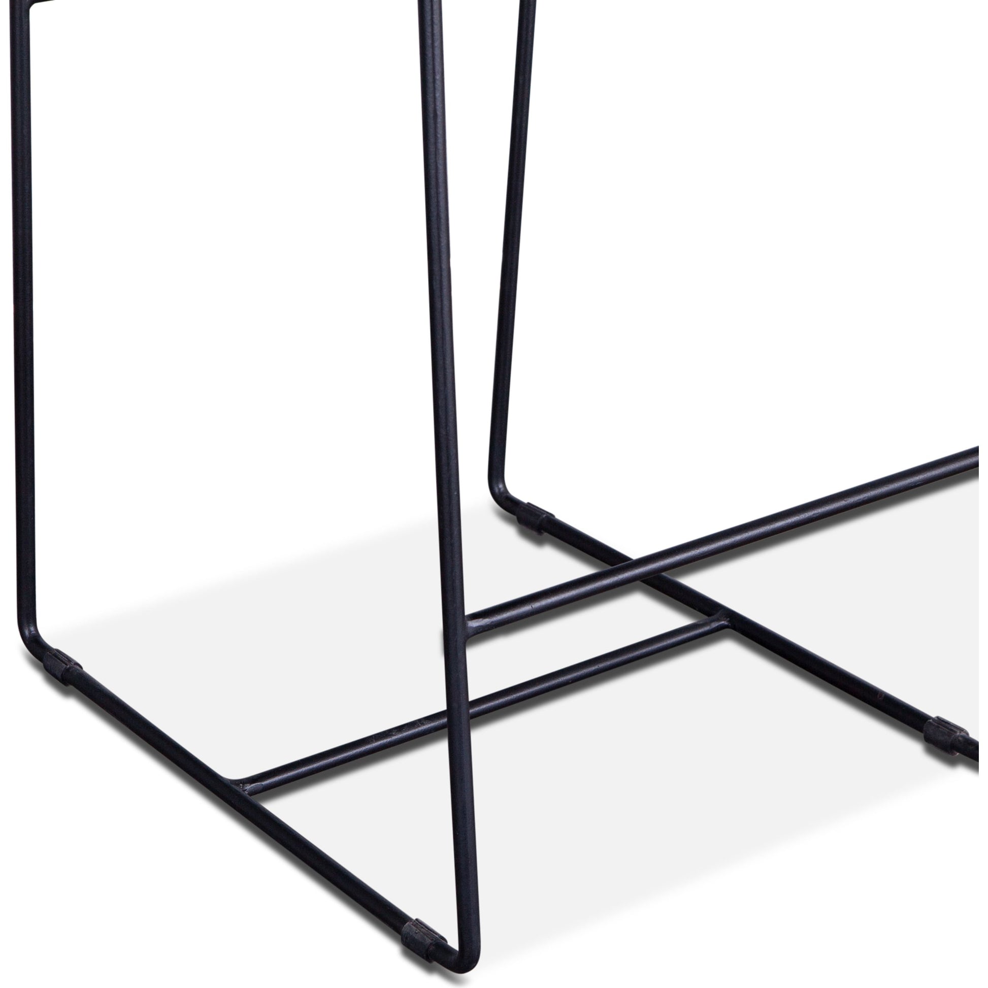 Melbourne Bar + Counter Chair by World Interiors in dark brown and black. Made from reclaimed iron, leather in a modern style.