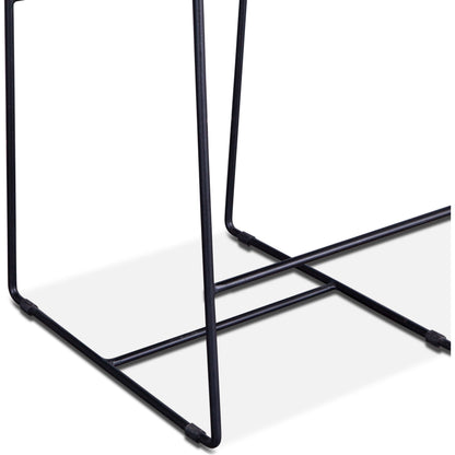 Melbourne Bar + Counter Chair by World Interiors in dark brown and black. Made from reclaimed iron, leather in a modern style.