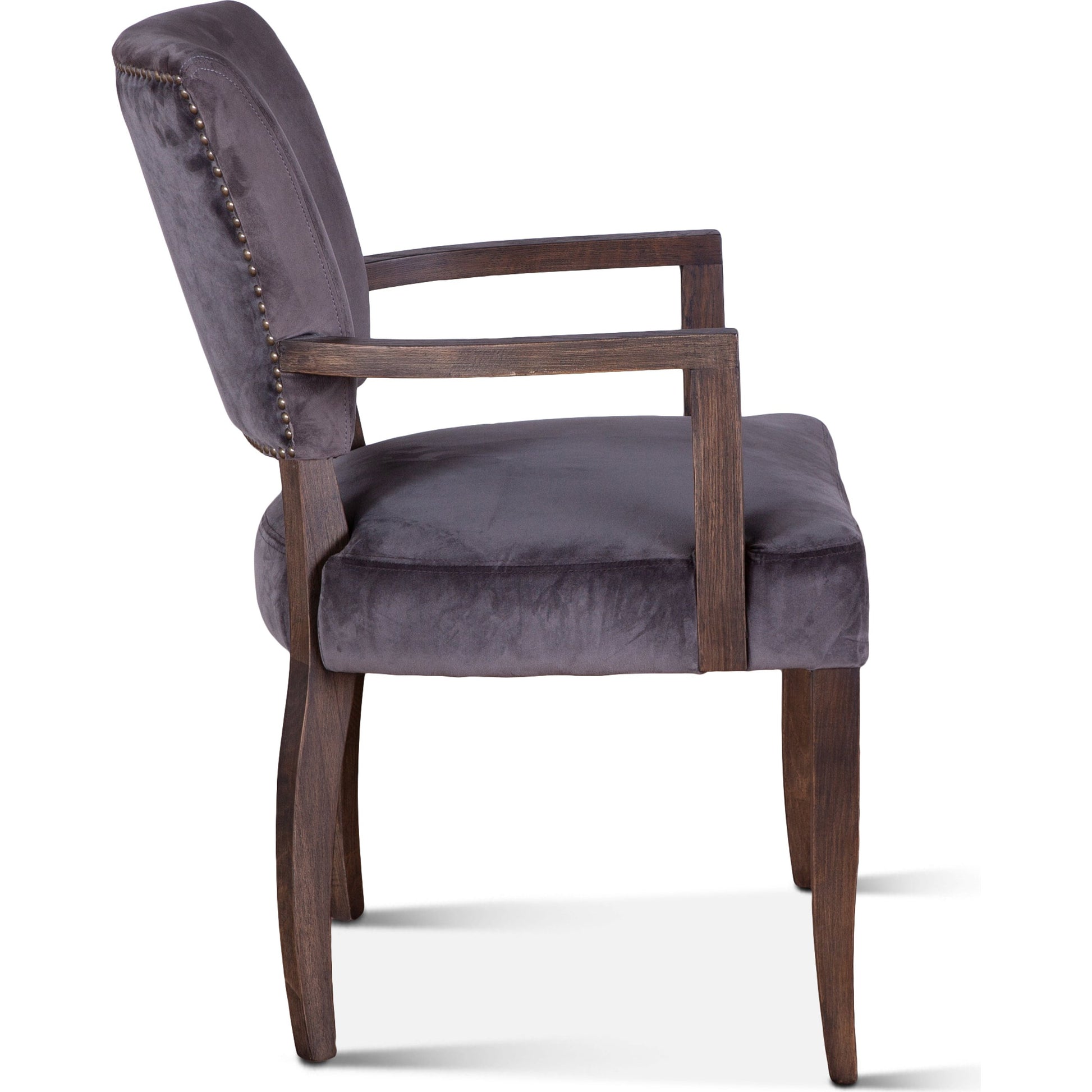 Portia Armchair by World Interiors in dark gray, whitewash and whitewash. Made from oak wood, velvet in a modern style.