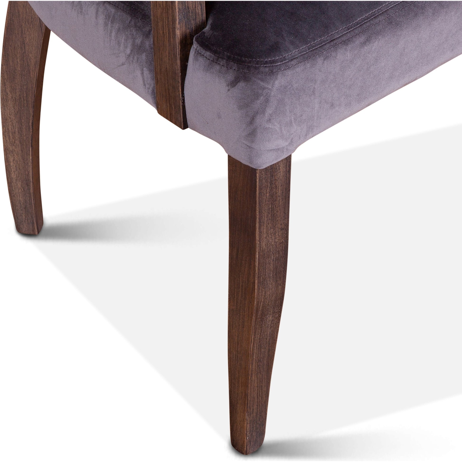 Portia Armchair by World Interiors in dark gray, whitewash and whitewash. Made from oak wood, velvet in a modern style.