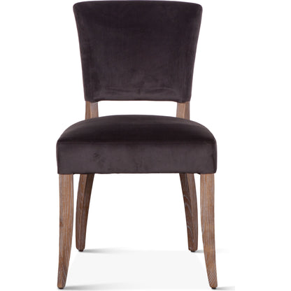 Portia Side Chairs by World Interiors in asphalt, whitewash and whitewash. Made from oak wood, velvet in a transitional style.