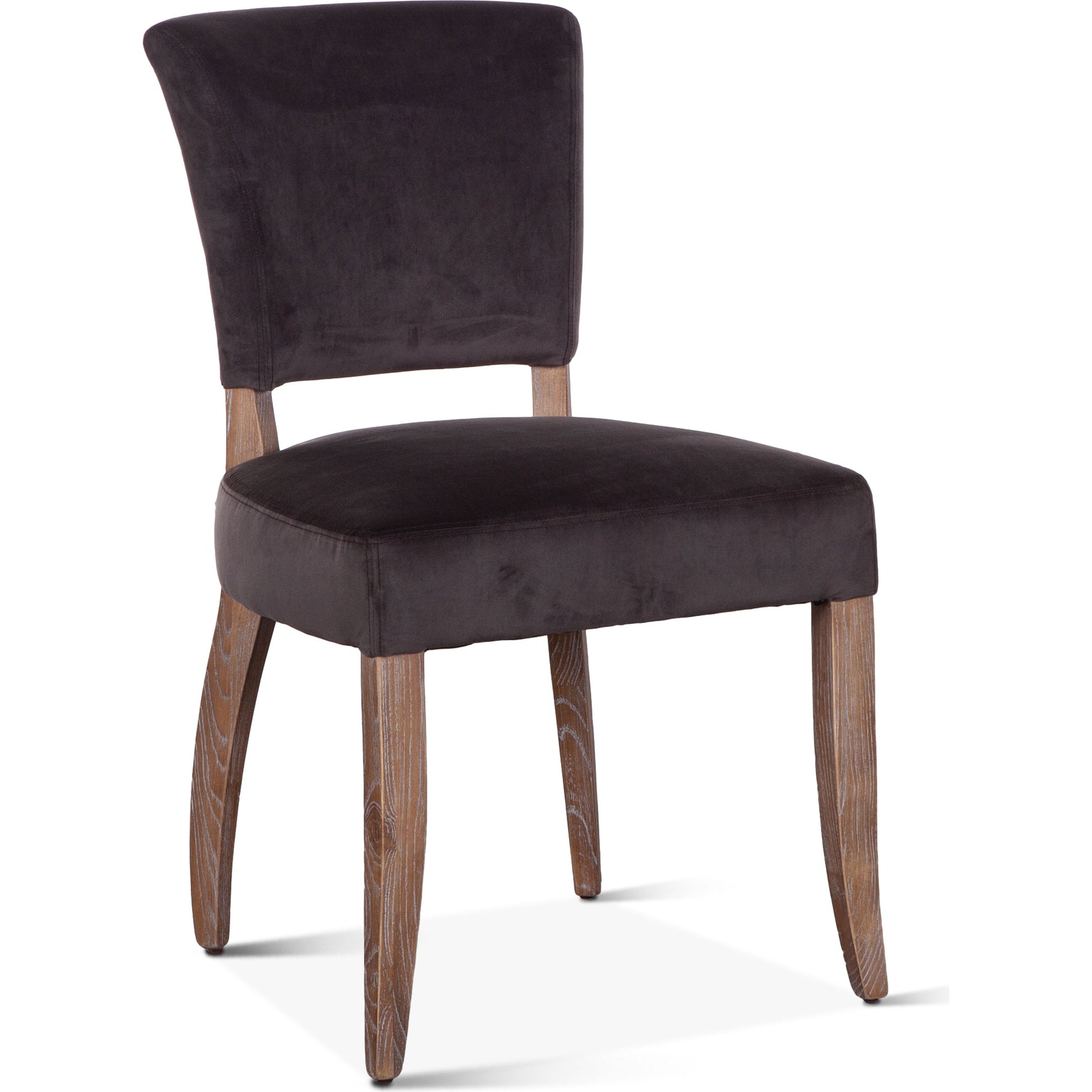 Portia Side Chairs by World Interiors in asphalt, whitewash and whitewash. Made from oak wood, velvet in a transitional style.