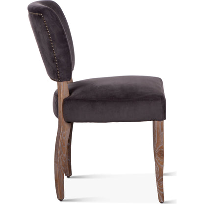 Portia Side Chairs by World Interiors in asphalt, whitewash and whitewash. Made from oak wood, velvet in a transitional style.