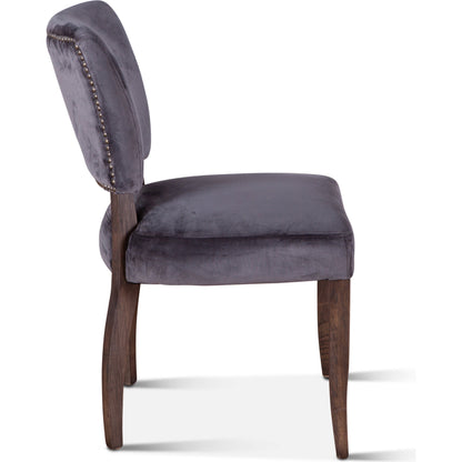 Portia Side Chairs by World Interiors in asphalt, whitewash and whitewash. Made from oak wood, velvet in a transitional style.